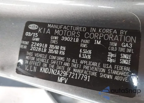 2015 Kia Soul z USA, uszkodzony, nr VIN KNDJN2A29F7217791